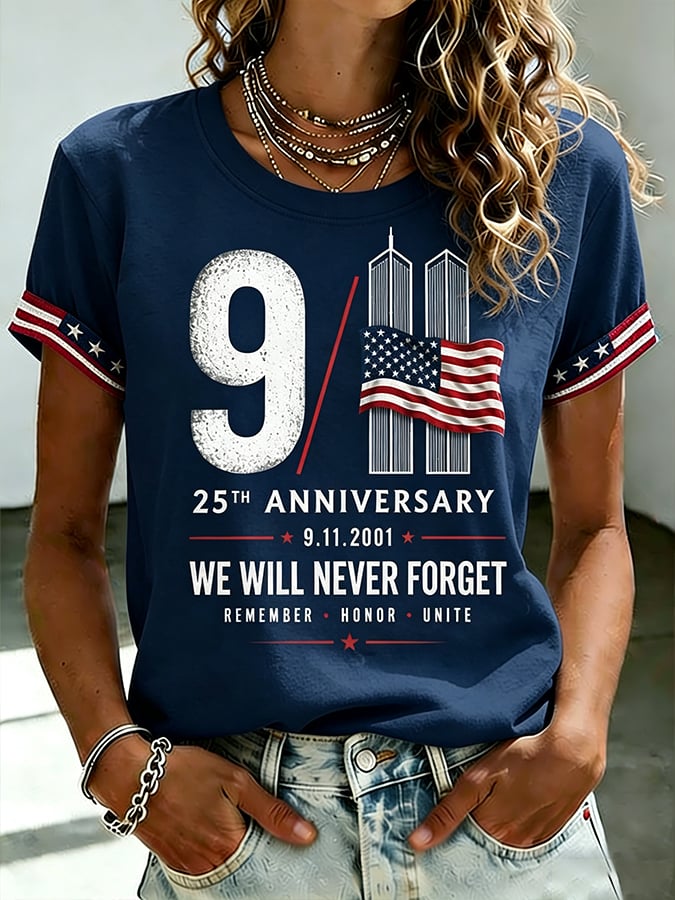 Women's Retro 9.11 Never Forget Print T-shirt